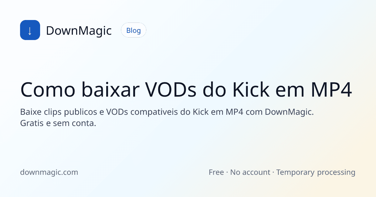 Como baixar VODs do Kick em MP4 - DownMagic ilustração de guia