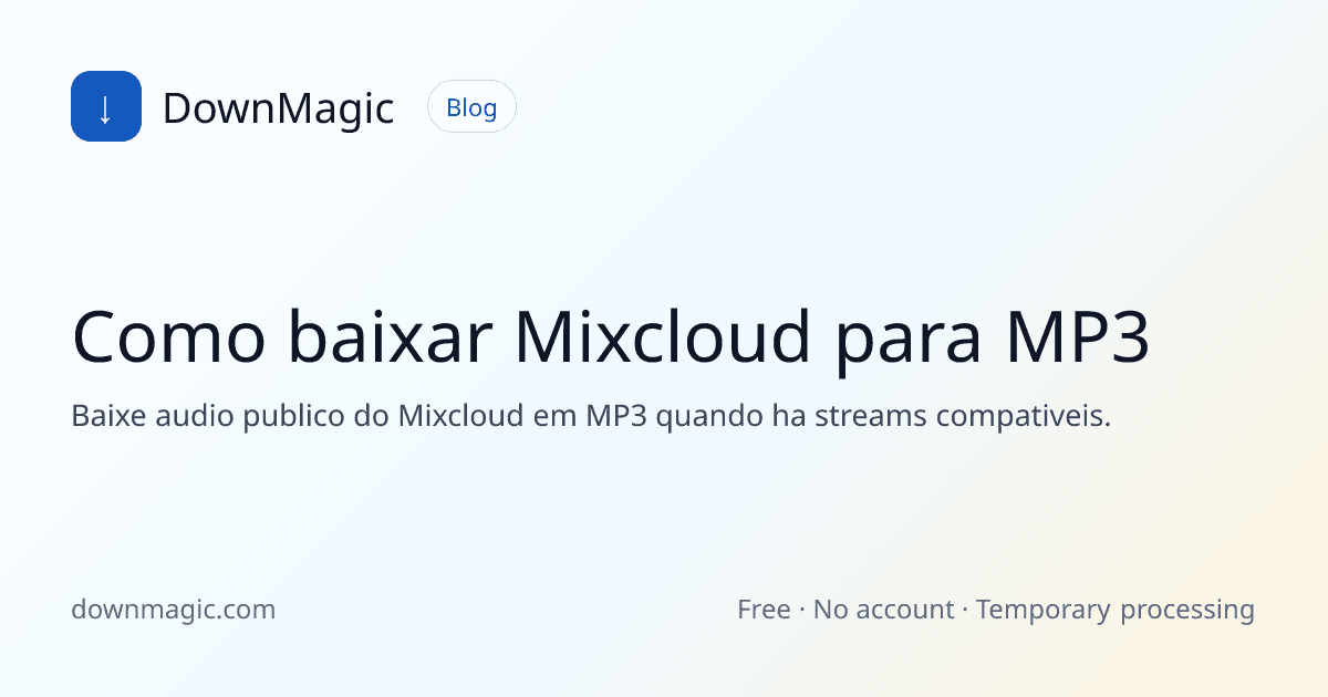 Como baixar Mixcloud para MP3 - DownMagic ilustração de guia