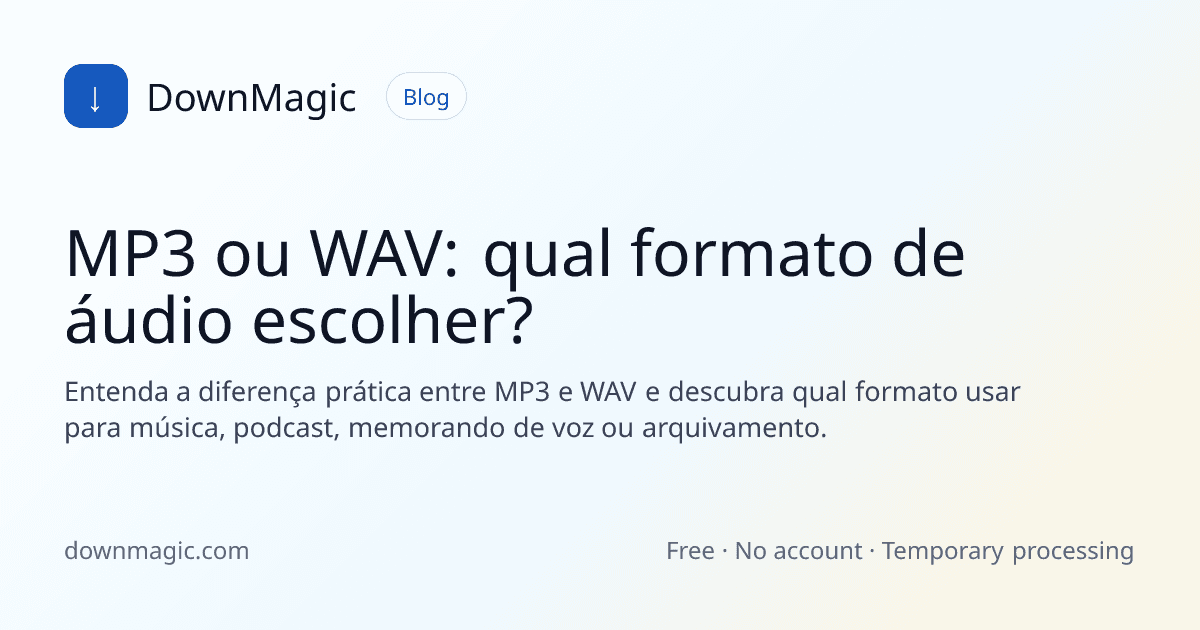 MP3 ou WAV: qual formato de áudio escolher? - DownMagic ilustração de guia