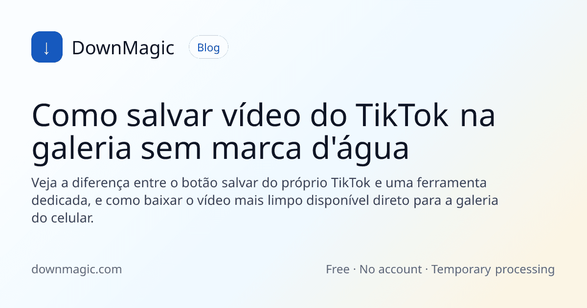 Como salvar vídeo do TikTok na galeria sem marca d'água - DownMagic ilustração de guia